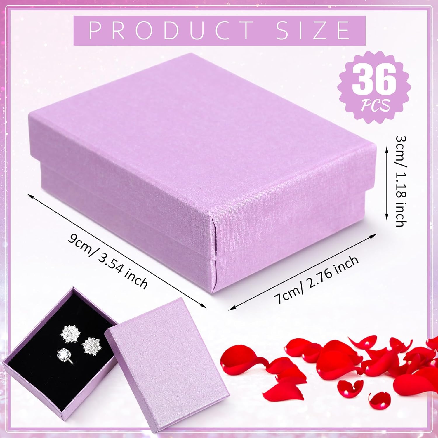 36 cajas de regalo para joyas, cajas de regalo pequeñas para joyas, collares, anillos, aretes, caja de almacenamiento de regalo con cojín y tapa,