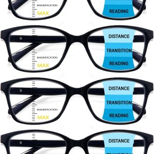 Paquete de 4 lentes de lectura progresivos multienfoque para mujeres y hombres, bisagra de resorte, bloqueo de luz azul, lectores Paquete de 4 lentes de lectura progresivos multienfoque para mujeres y hombres, bisagra de resorte, bloqueo de luz azul, lectores