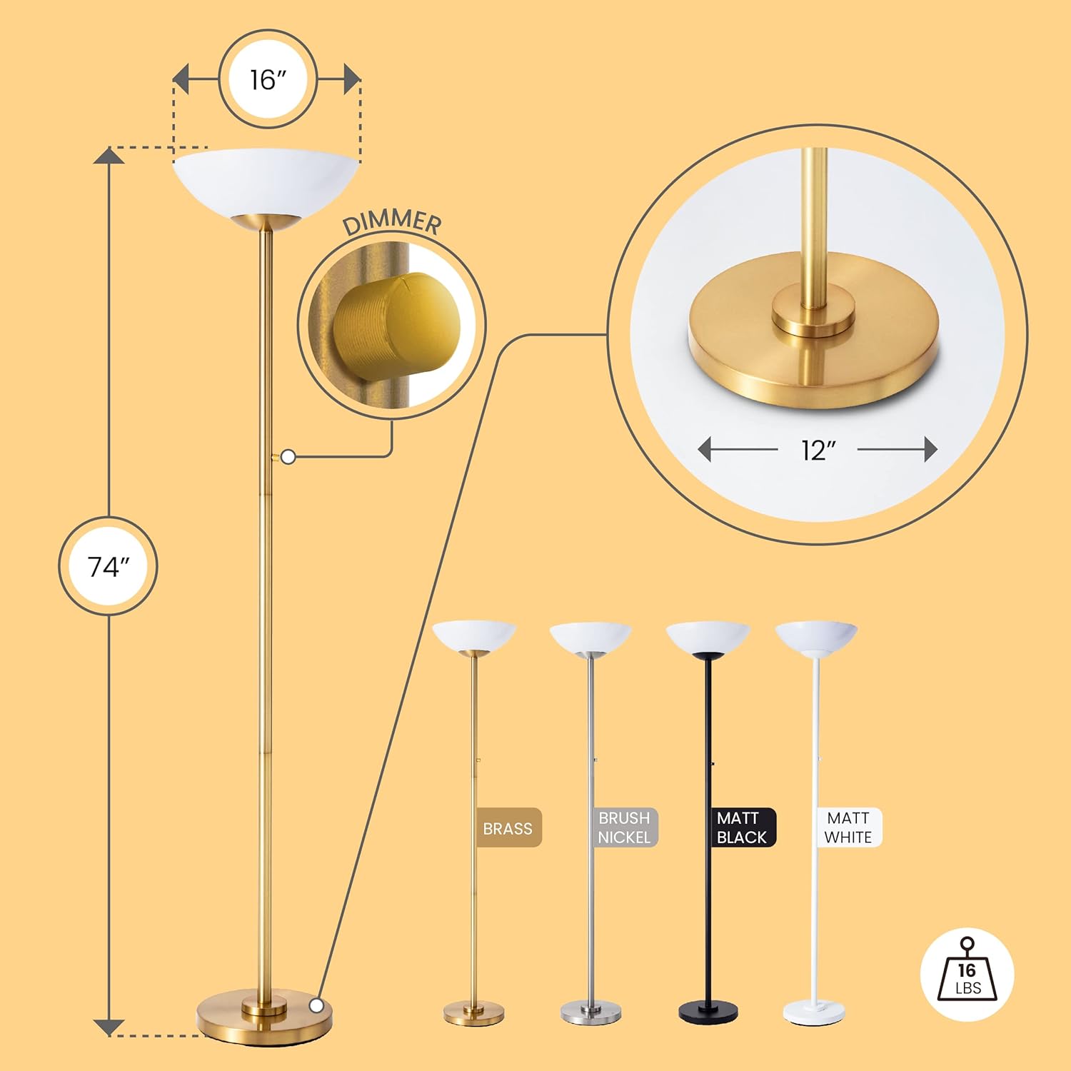 Lámpara de pie súper brillante 8000LUMEN!! DIMMABLE 30K Ilumina una habitación completa, diseño moderno y elegante