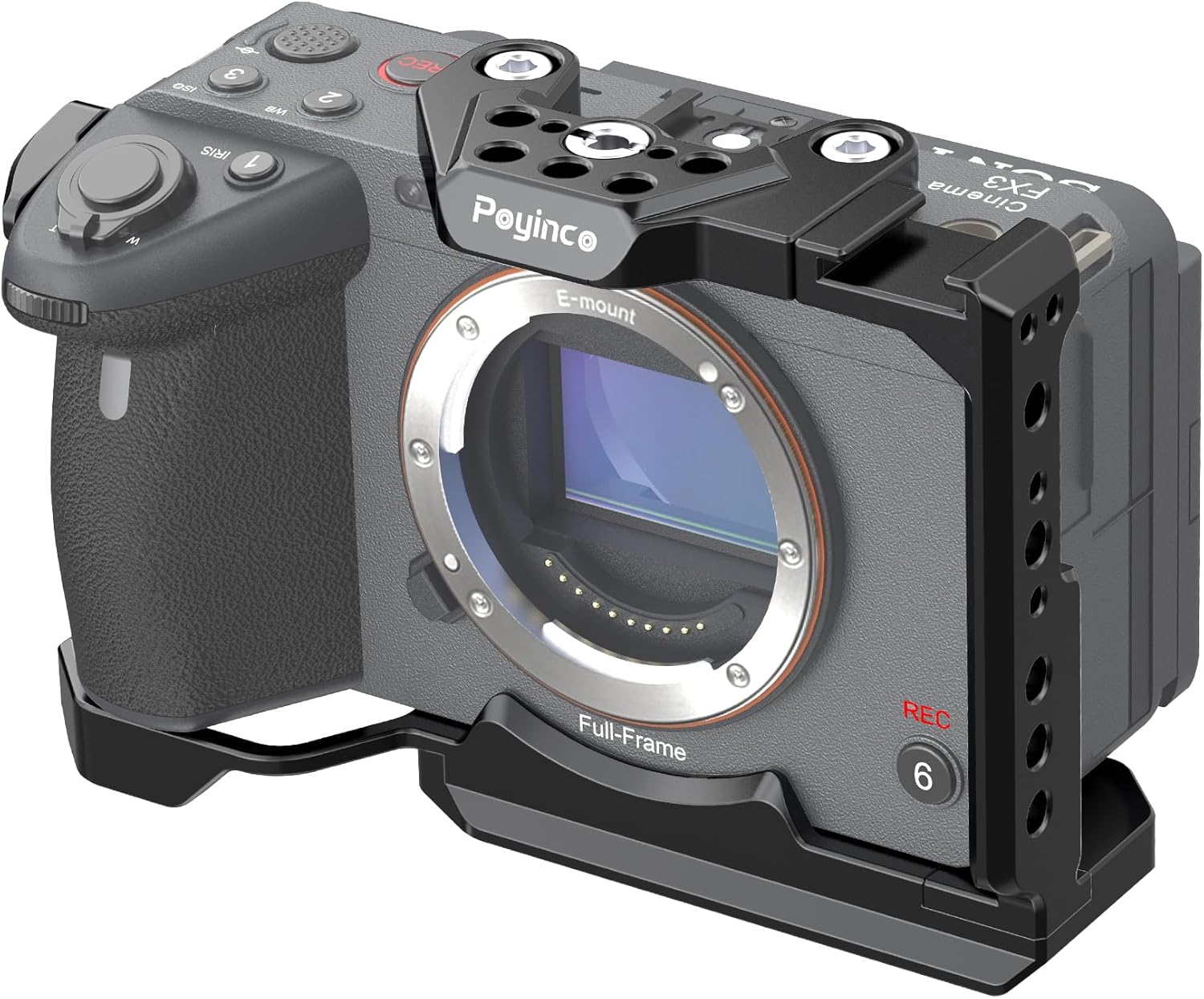 Jaula de cámara con zapata fría estándar para cámara SonyFX3FX30, etc. – Negro