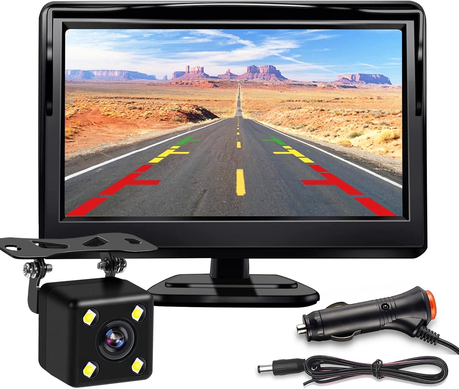 Kairiyard Cámara de respaldo, cámara de visión trasera inversa para automóvil con monitor de 5 pulgadas, HD de 170 , visión nocturna gran angular,