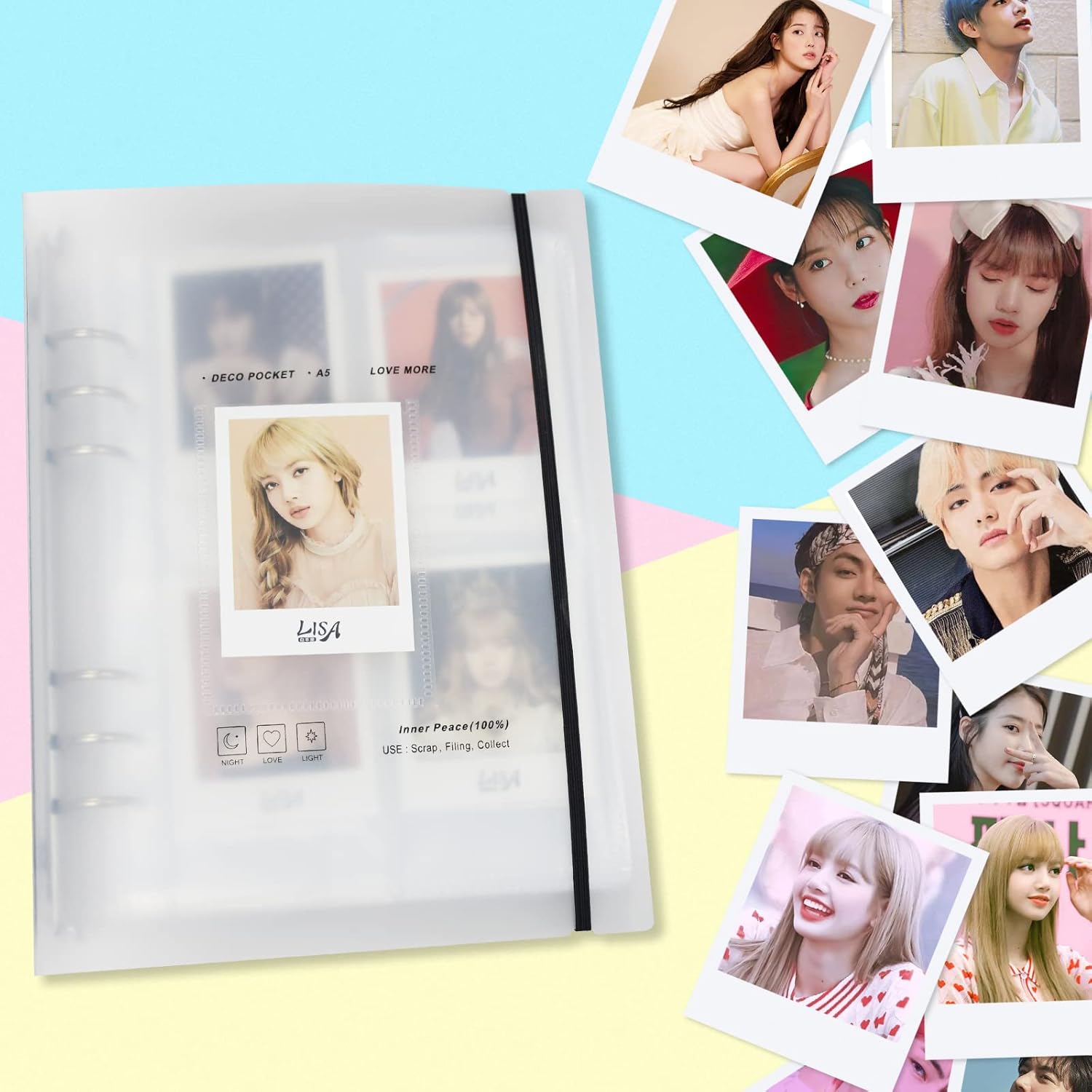 Kpop – Carpeta para tarjetas fotográficas A5, carpeta de tarjetas fotográficas Kpop, 6 anillas, protectores de tarjetas, páginas pequeñas, libro de