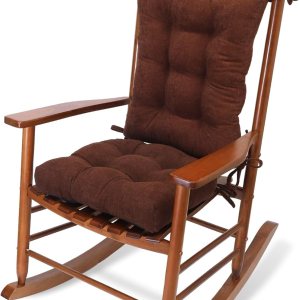 Tromlycs Cojín para silla mecedora de interior para sillas mecedoras, juegos de respaldo y asiento con lazos, 2 piezas, color marrón Tromlycs Cojín para silla mecedora de interior para sillas mecedoras, juegos de respaldo y asiento con lazos, 2 piezas, color marrón