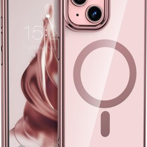 zelaxy Compatible con iPhone 15, funda magnética de lujo con borde galvanizado, transparente, carcasa dura, nunca amarilla, funda protectora para zelaxy Compatible con iPhone 15, funda magnética de lujo con borde galvanizado, transparente, carcasa dura, nunca amarilla, funda protectora para