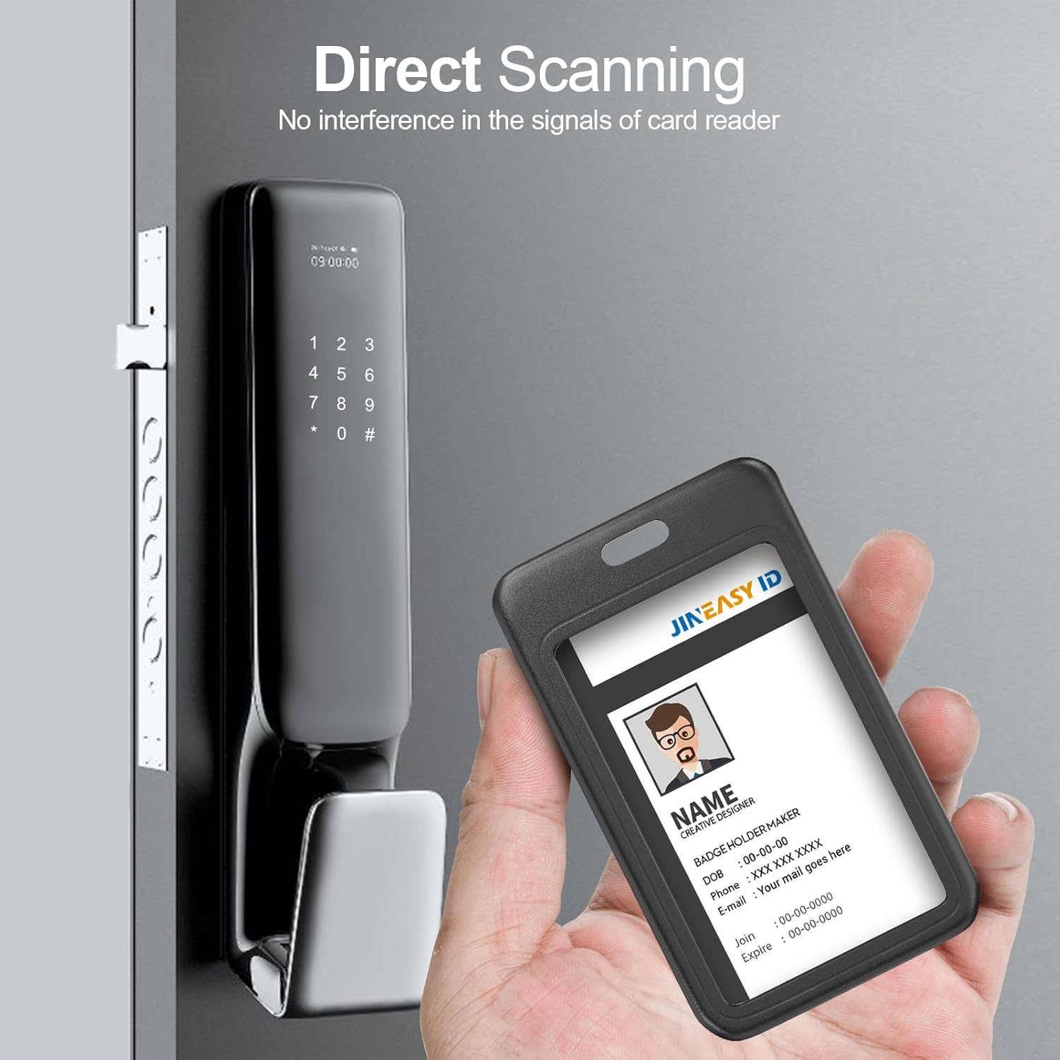 JINEASY ID Paquete de 3 portatarjetas verticales de plástico duro para tarjetas de identificación de trabajo, resistente, color negro
