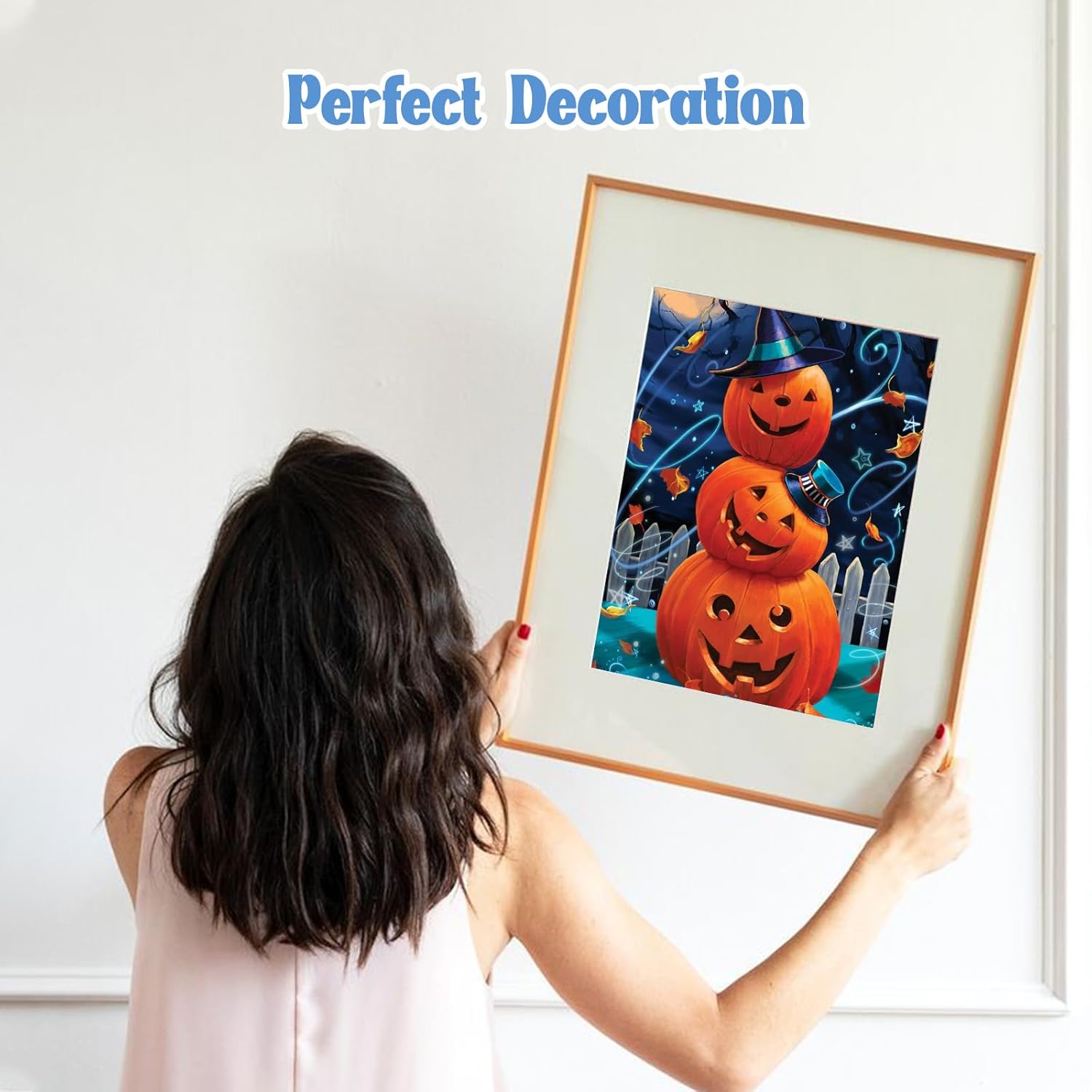 NAIMOER Kits de arte de diamantes de calabaza para adultos, kits de arte de diamantes nocturnos 5D para principiantes, taladro completo para