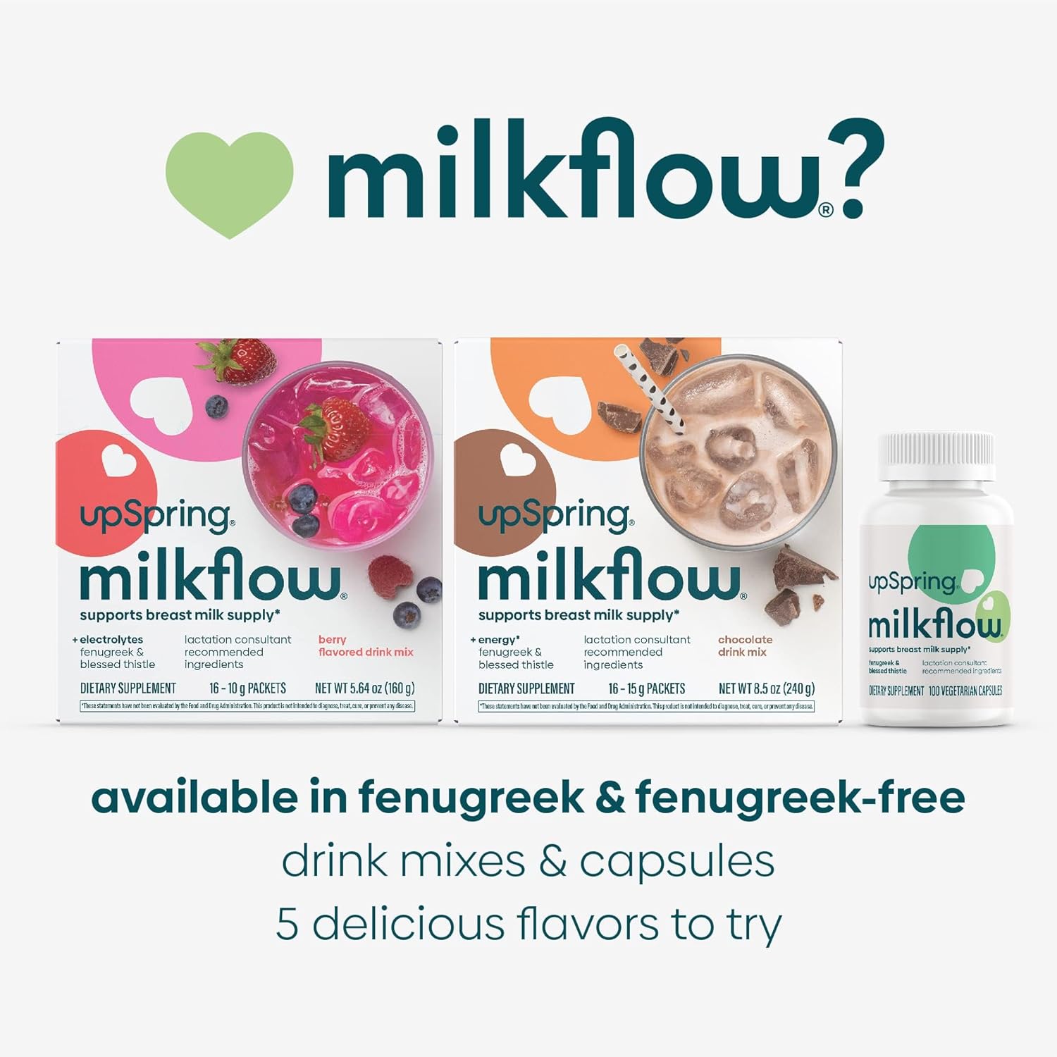 UpSpring Milkflow Suplemento de lactancia materna para apoyo inmunológico, mezcla de bebida sin fenogreco, moringa  sabor a limonada de saúco