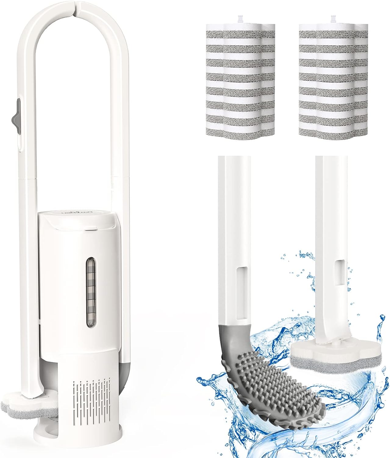 Toilet Brush Set with 2 Different Brushes.Disposable Toilet Bowl Brush with 16 Wand Refills,Golf Silicone Toilet Brush,Wall Mounted Ventilated