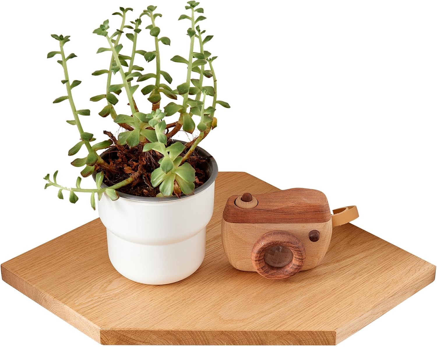 Estante de esquina flotante de madera de roble macizo con agujero de alambre para cable, estante de esquina para plantas pequeñas, soporte de pared