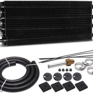 Kit de enfriador de aceite de transmisión de 516″, kit de enfriador de aletas y tubo de 4 pasos, universal 405 aluminio negro Kit de enfriador de aceite de transmisión de 516″, kit de enfriador de aletas y tubo de 4 pasos, universal 405 aluminio negro