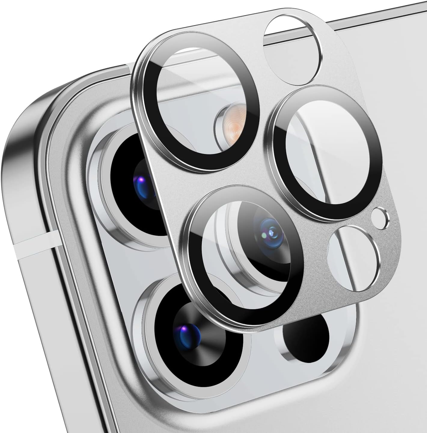 Korecase Paquete de 2 Protector de lente de cámara para iPhone 12 Pro Max, película de lente de metal de aluminio 3D, dureza 9H, cubierta de