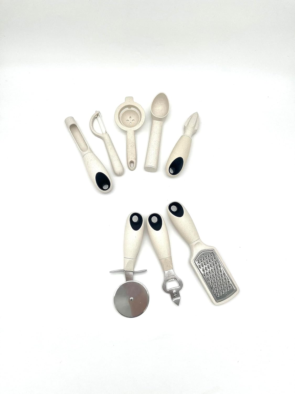 Juego de utensilios de cocina de acero inoxidable blanco de 8 piezas Eco Freindly hecho con paja de trigo