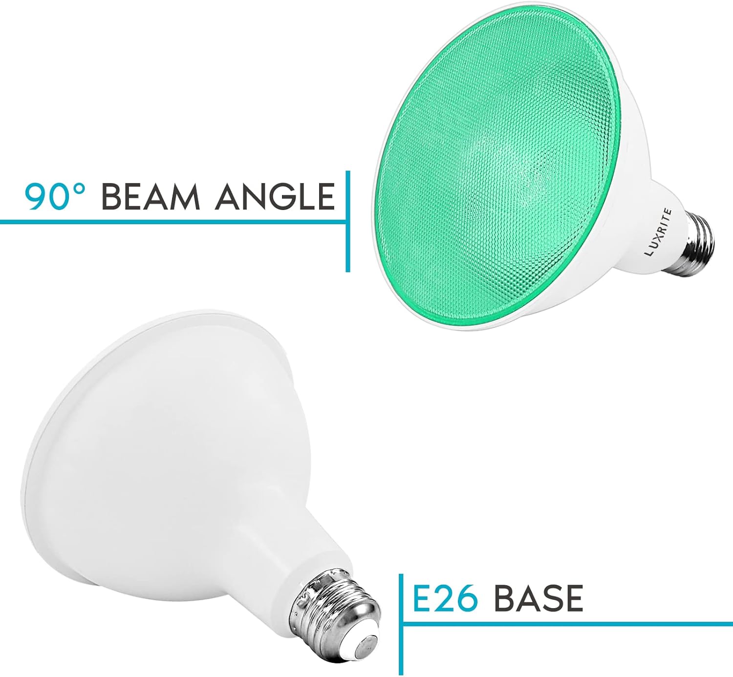 LUXRITE Bombilla LED PAR38 verde de inundación, 8 W (equivalente a 45 W), bombilla LED verde de inundación, clasificación húmeda, certificación UL,