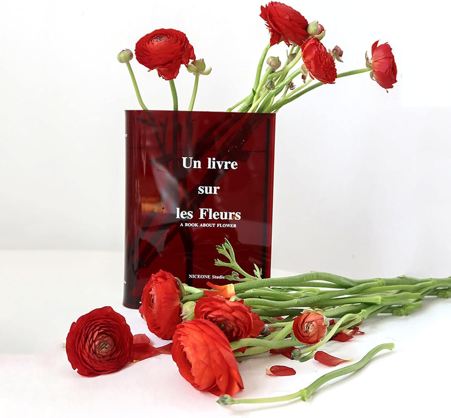 Jarrón de acrílico decorativo con sabor artístico y cultural, bonita decoración de estantería para flores, decoración moderna para bodas en casa y
