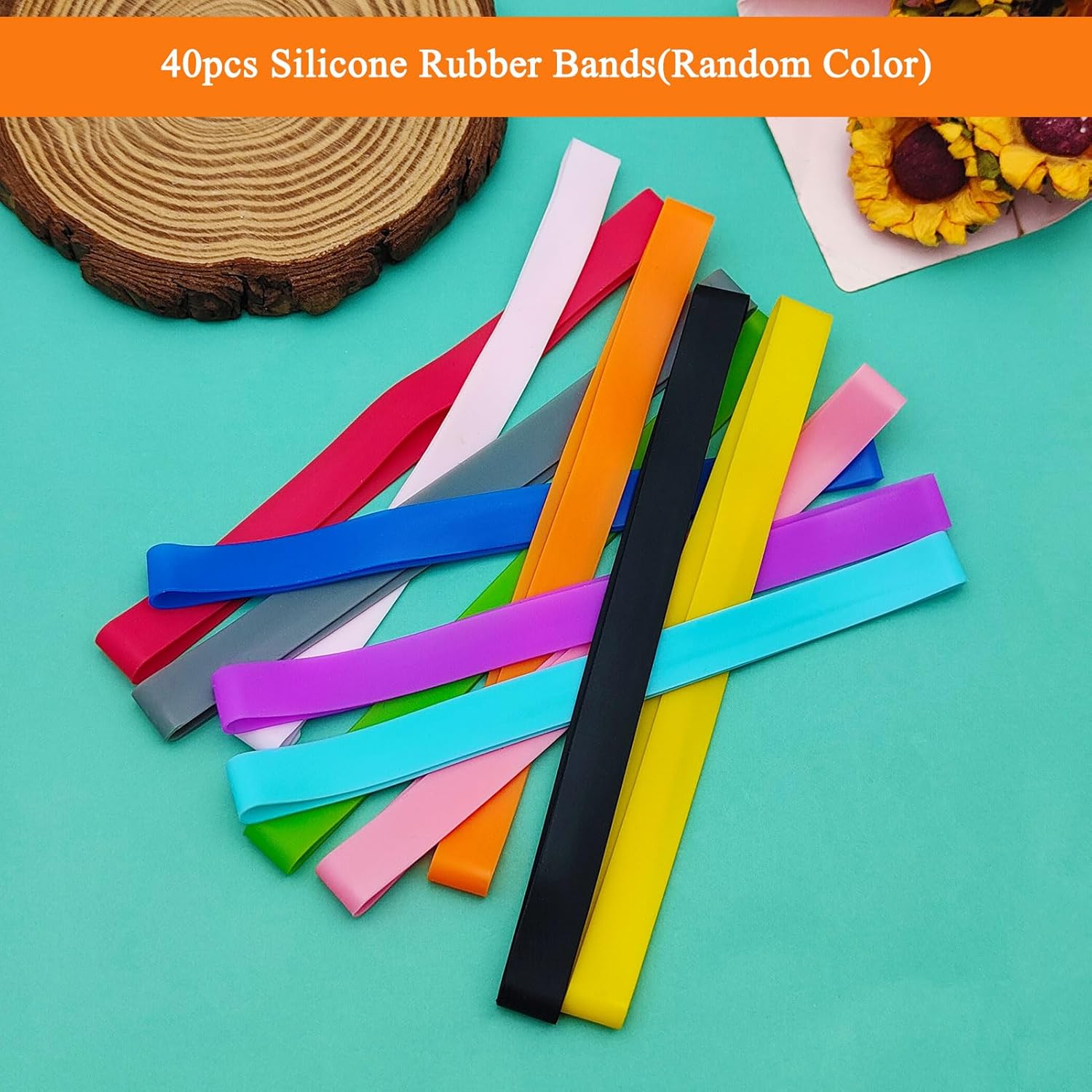 40 bandas elásticas de goma de 5.5 pulgadas, bandas elásticas de silicona de colores para libros, tarjetas de cartera, cajas de cocina, suministros