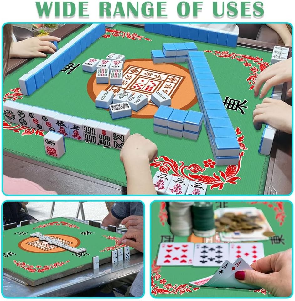 Mahjong Mat, cubierta antideslizante y de reducción de ruido, 30.7 pulgadas de largo x 30.7 pulgadas de ancho (30.7 in x 30.7 in), mantel de