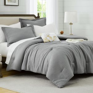 MaiRêve Juego de edredón gris tamaño Queen, edredones minimalistas de diseño texturizado tamaño Queen para todas las estaciones, juegos de ropa de MaiRêve Juego de edredón gris tamaño Queen, edredones minimalistas de diseño texturizado tamaño Queen para todas las estaciones, juegos de ropa de