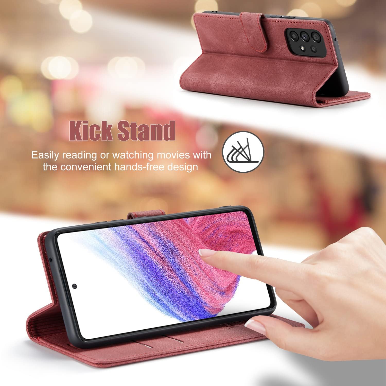 Funda para Samsung Galaxy A53 5G, Samsung Galaxy A53 5G con tarjetero bloqueo RFID atril magnético, funda de cuero con tapa para Samsung Galaxy A53