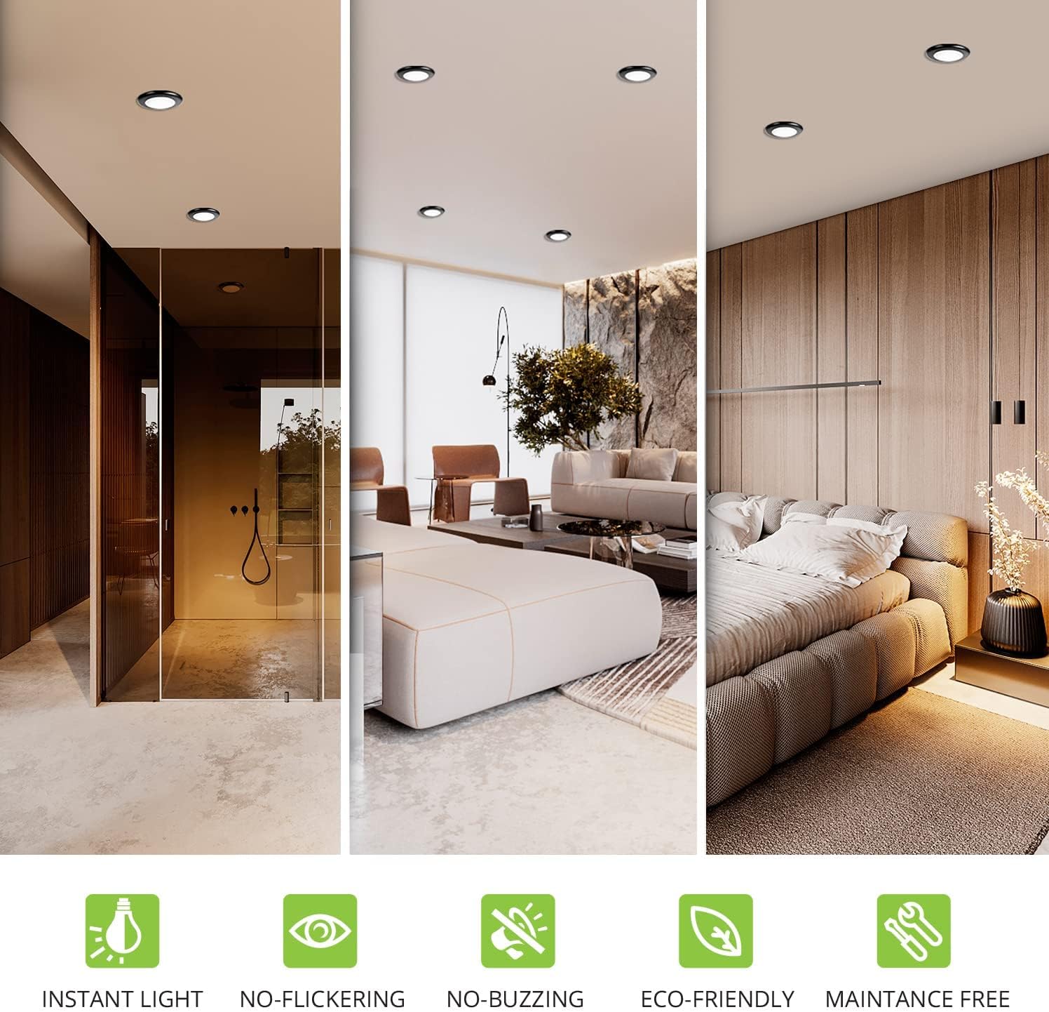 ASD Luces LED de disco de 4 pulgadas  2700K3000K3500K4000K5000K, 10W 685LM  Luz de techo regulable de perfil bajo, accesorio de montaje en