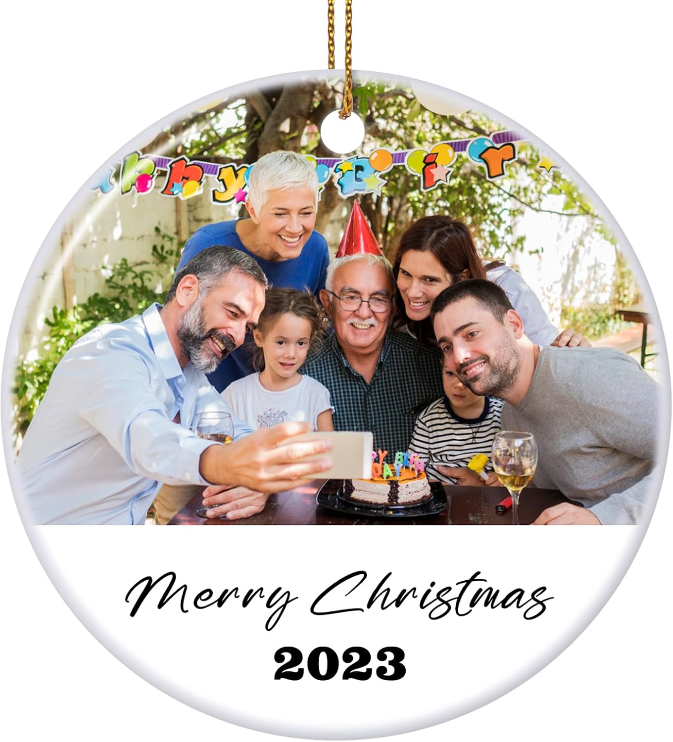 Adorno de Navidad personalizado 2023, adorno colgante con texto fotográfico personalizado, regalo de recuerdo para decoraciones de árbol de Navidad,