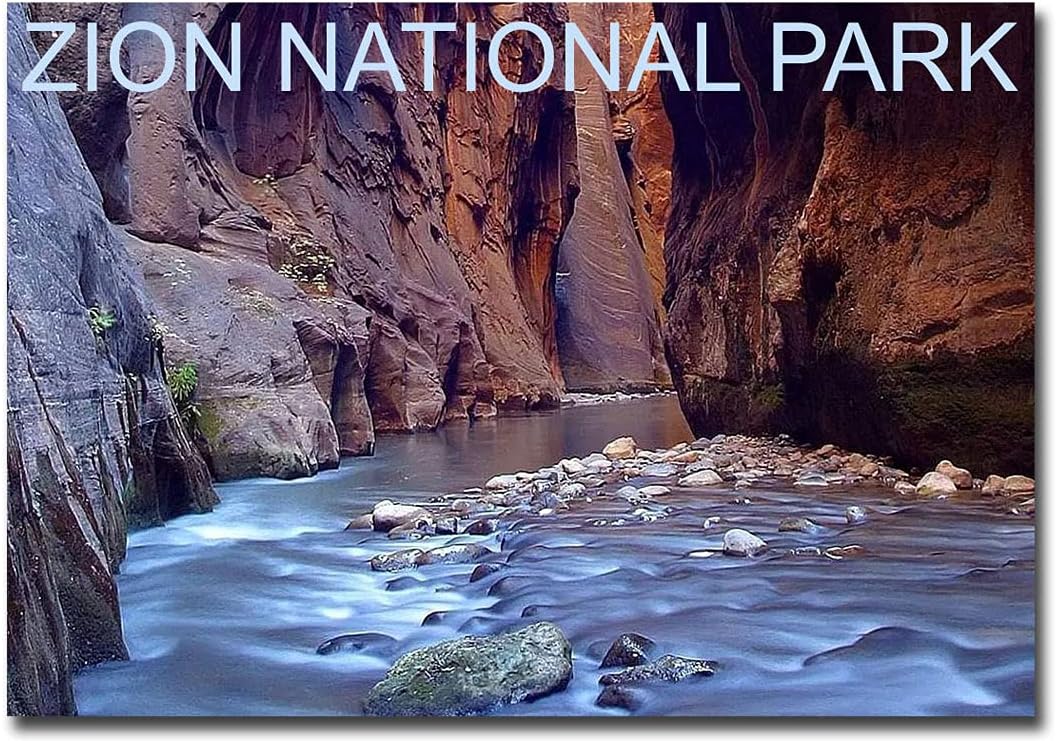 Imán para nevera de viaje del parque nacional Narrows Zion, tamaño 2.5″ x 3.5″