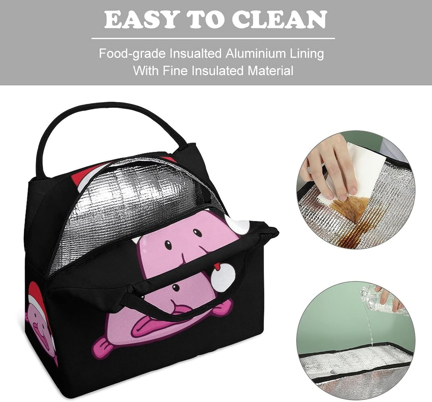 Divertida bolsa de almuerzo térmica con aislamiento térmico de Santa Blobfish para hombres y mujeres, trabajo, picnic y viajes