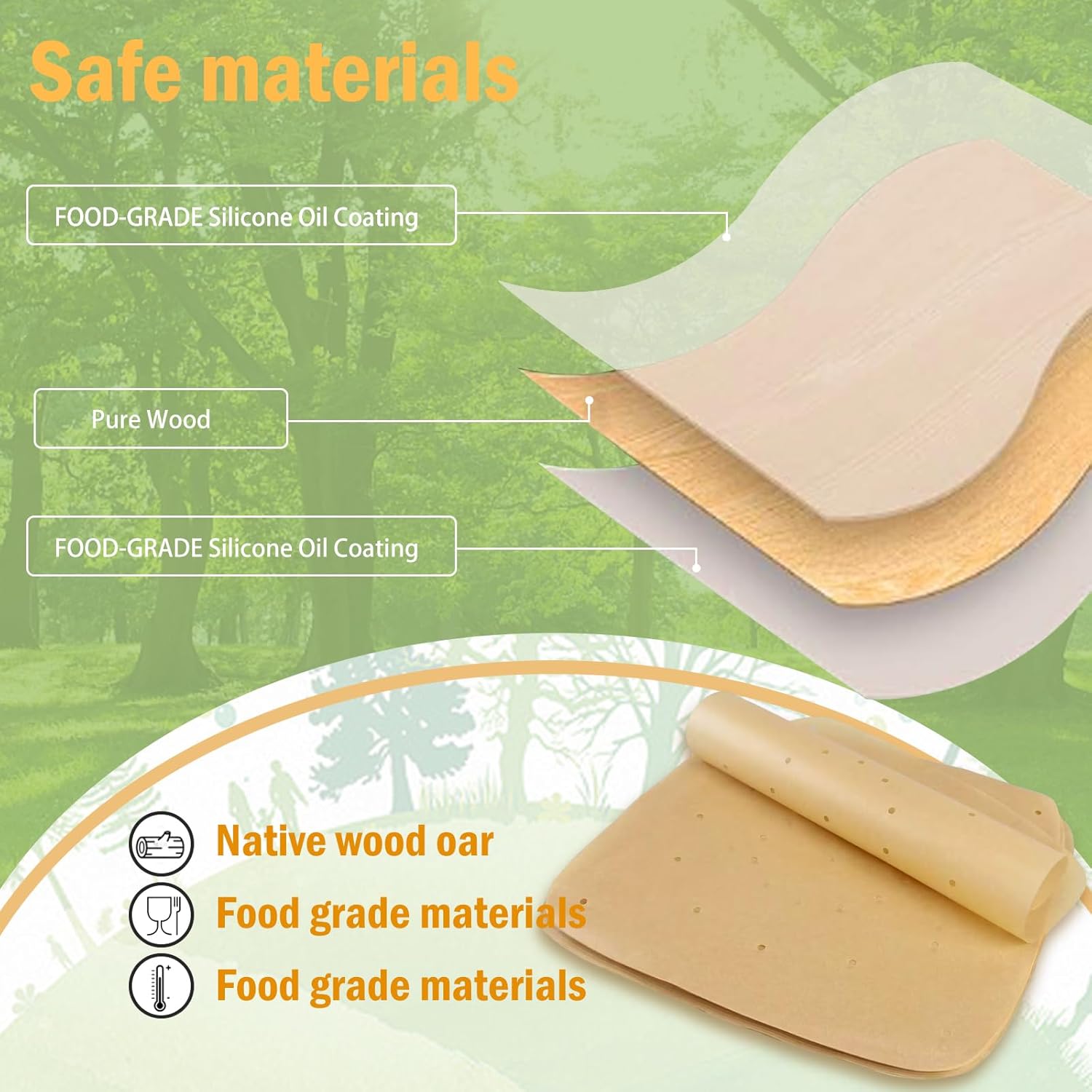 Forros de papel pergamino para freidora de aire (7.5 x 7.5 pulgadas), 100 piezas compatibles con XL Philips, NuWave Brio, Chefman, OMORC, Cuisinart,