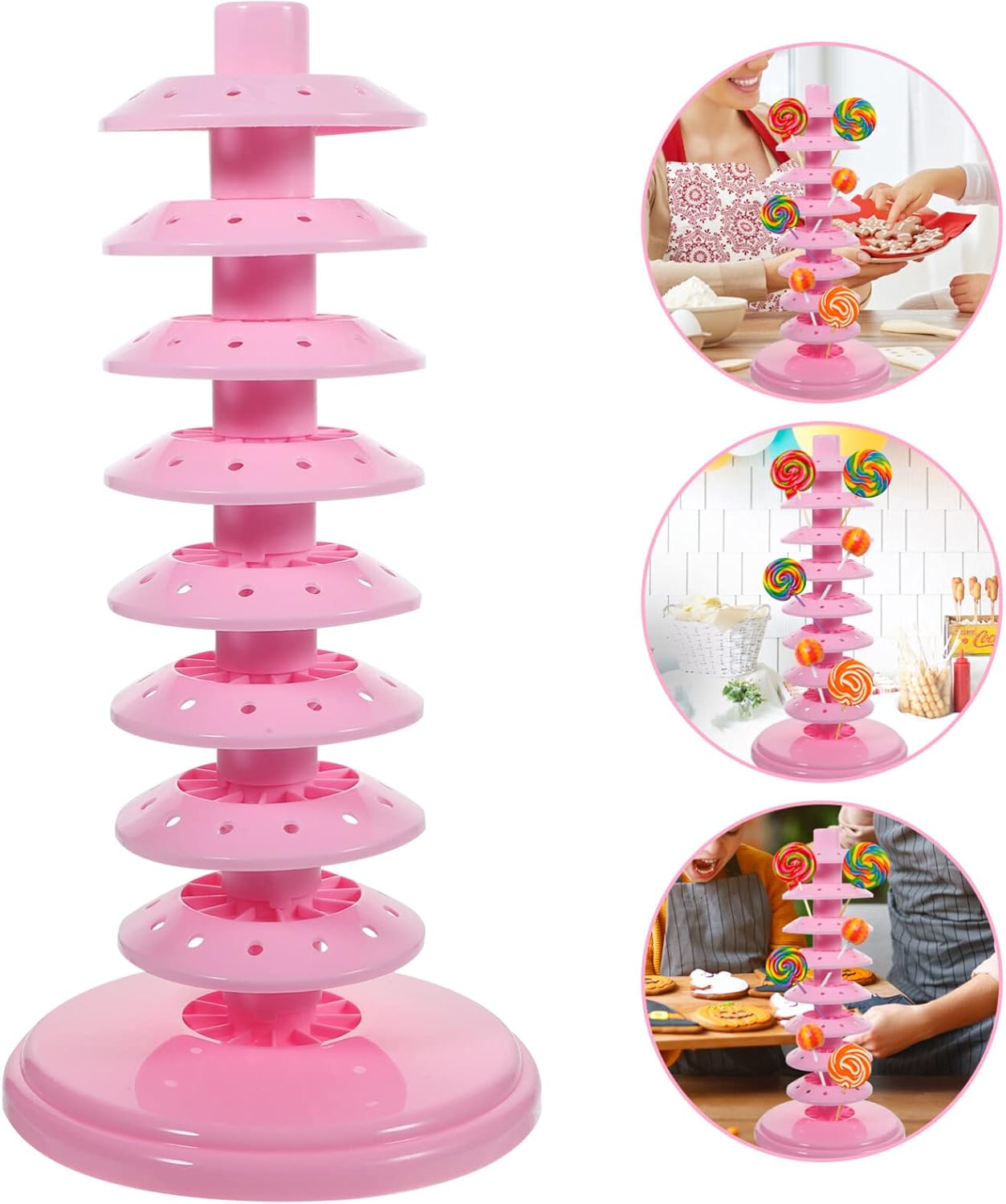 Hemoton Soporte para tartas de 8 niveles, soporte para árbol de piruletas de plástico, soporte de secado para tartas, para bodas, fiestas de