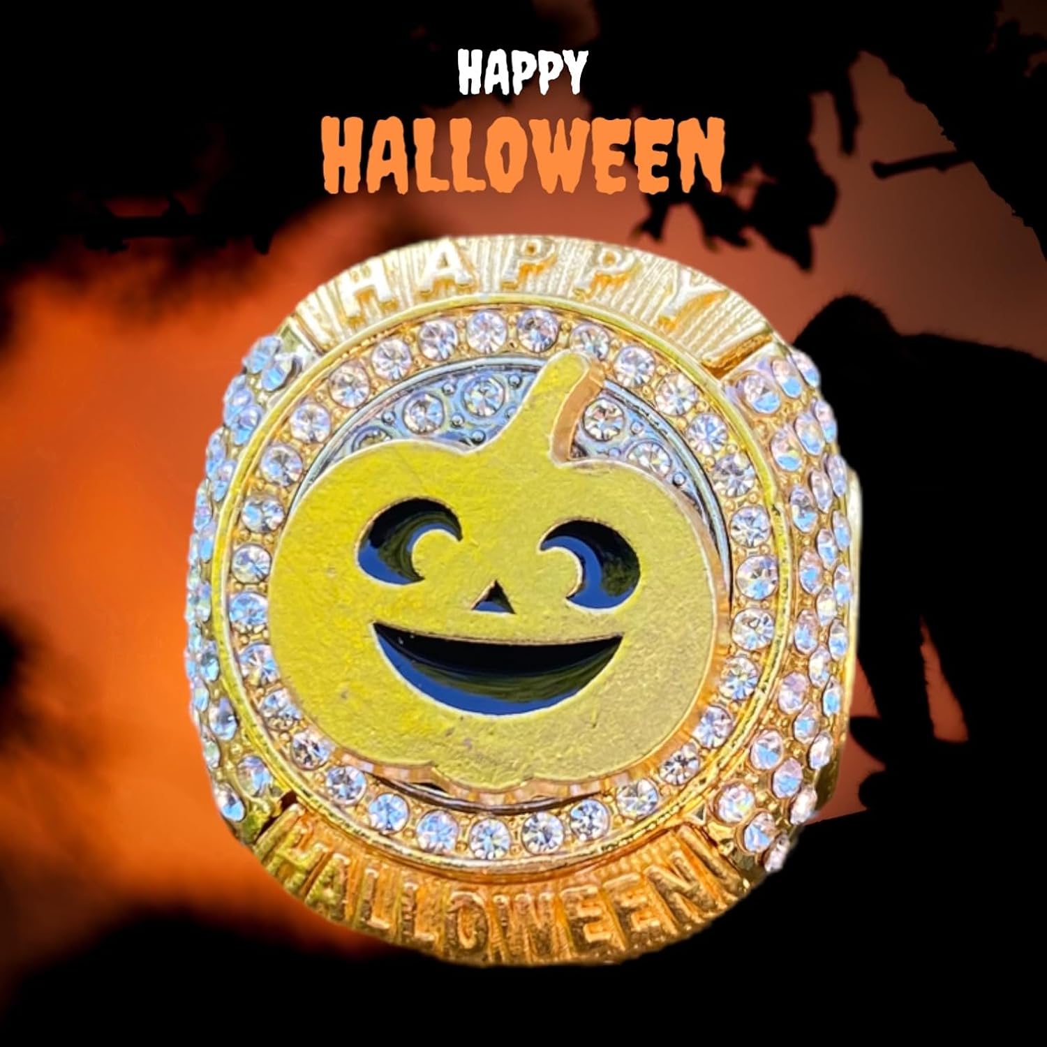 Juego de anillos de trofeo de campeonato de Halloween para el más aterrador, el mejor y más divertido y lindo concurso de disfraces, medalla de