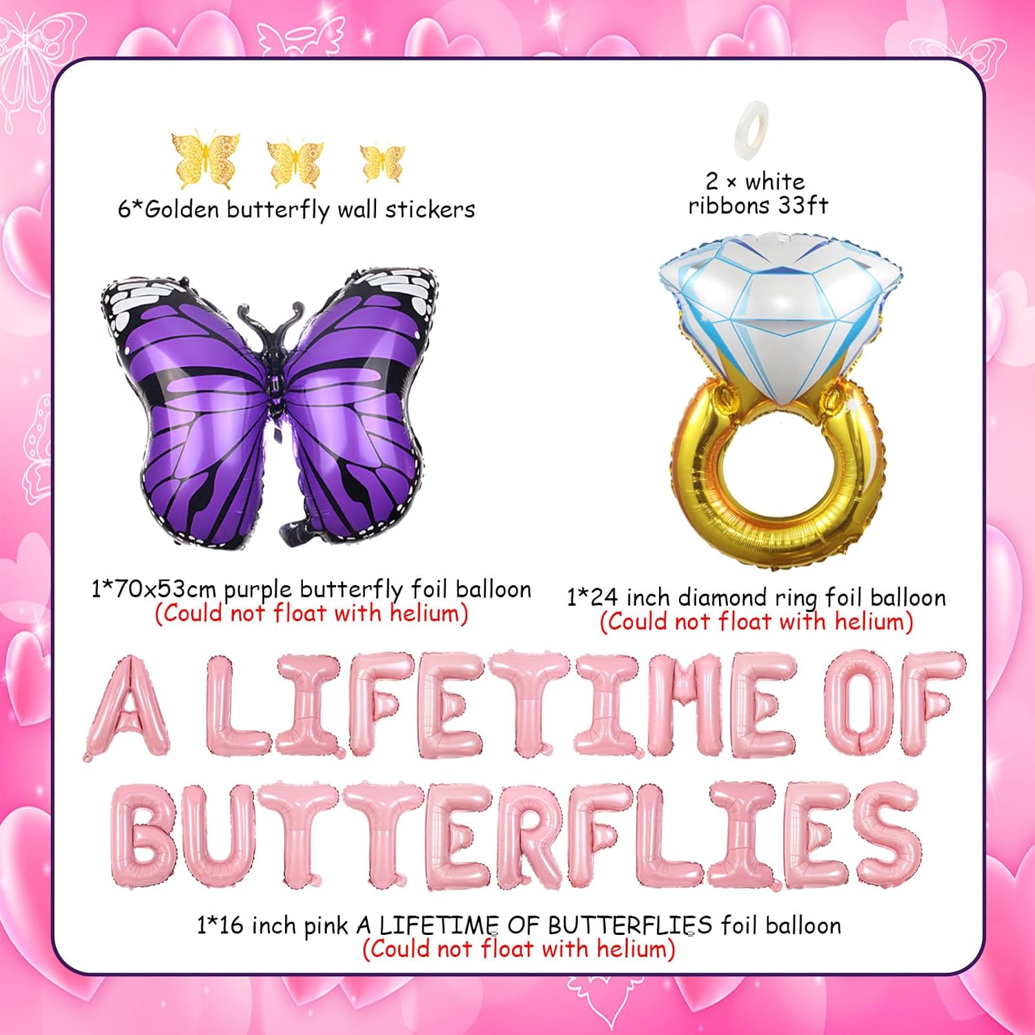 Decoraciones de mariposas para despedida de soltera, suministros de mariposas para toda la vida, pancarta de despedida de soltera, calcomanías de