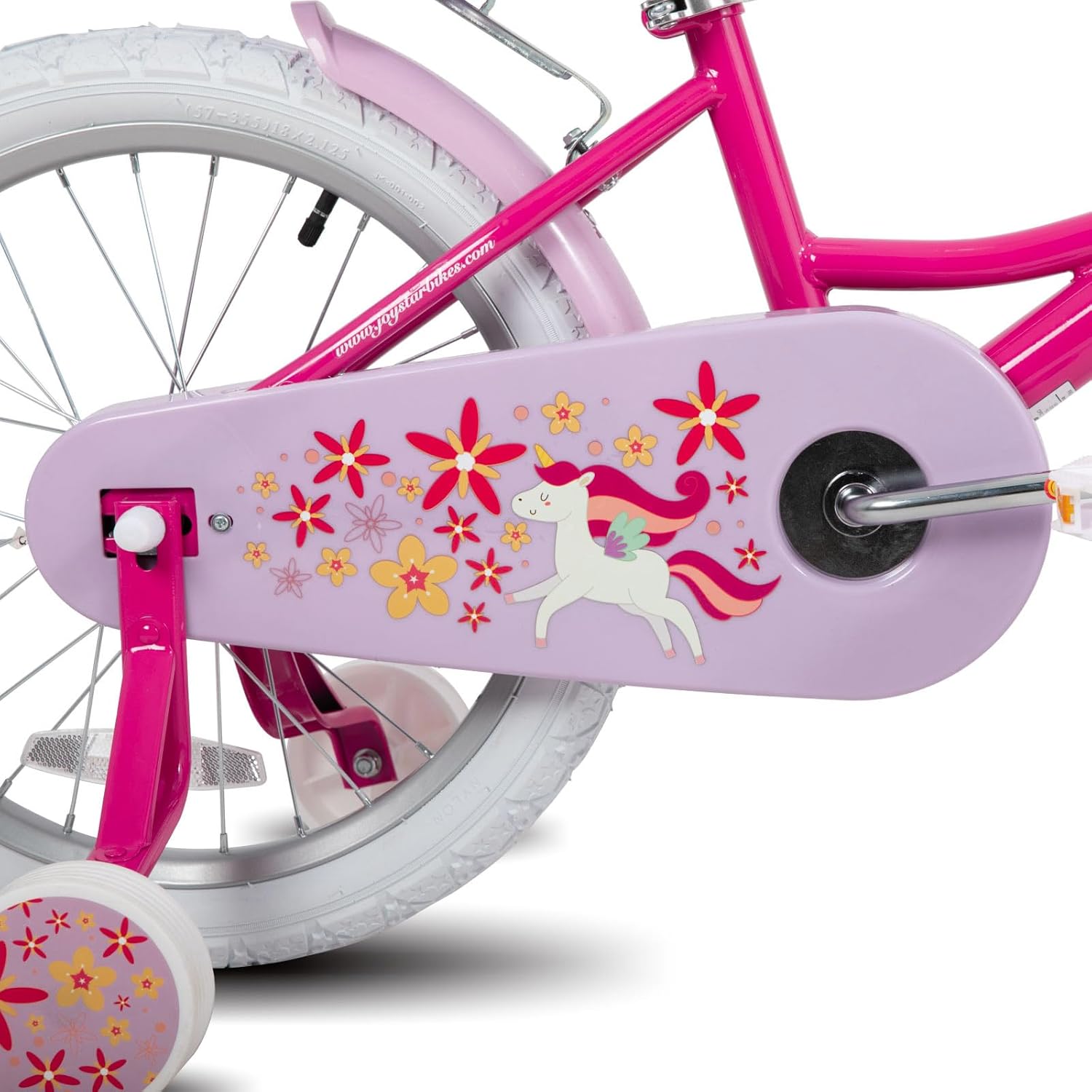 JOYSTAR Bicicleta de unicornio para niñas de 2 a 9 años, bicicleta para niños de 12, 14, 16, 18 pulgadas, con ruedas de entrenamiento, serpentinas,