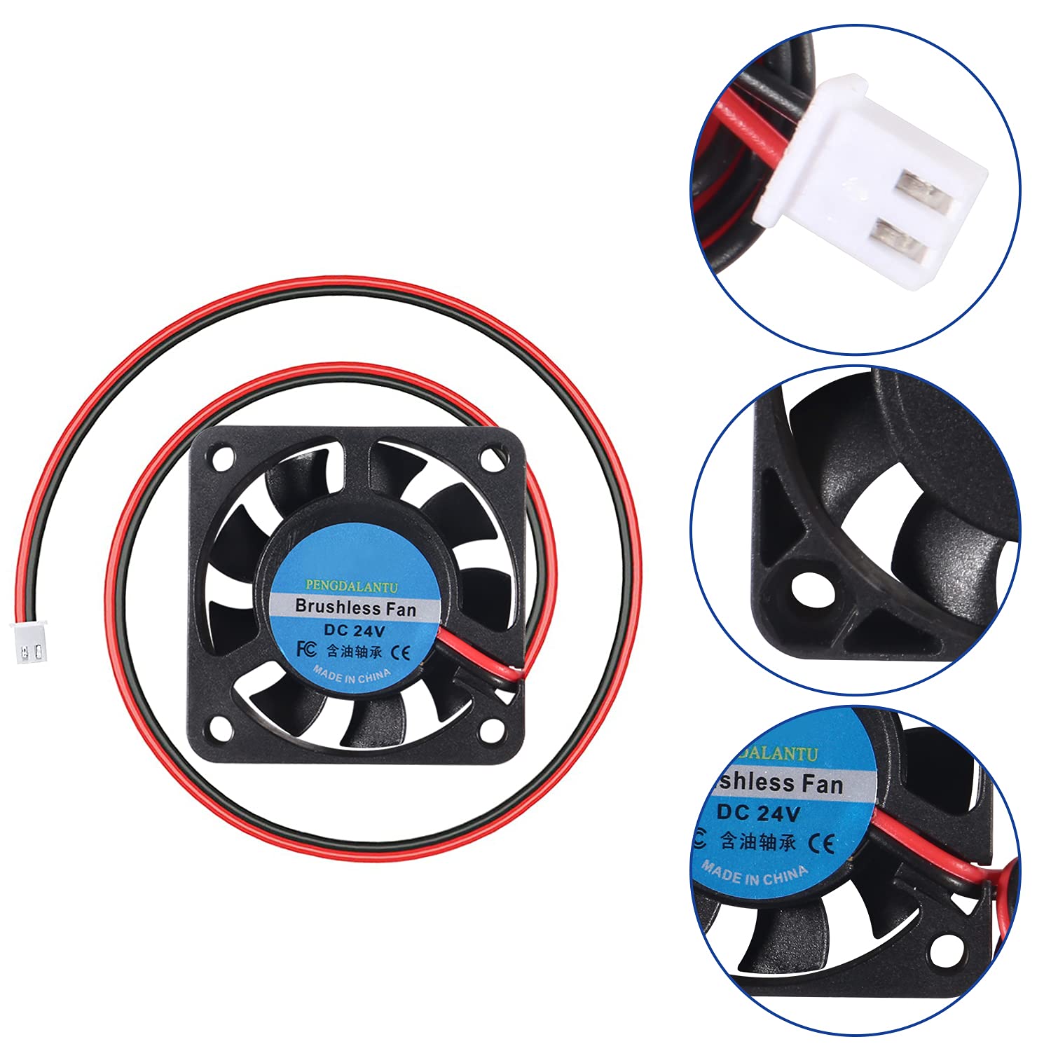 6 unids 4010 ventilador 24V 3D impresora ventilador de enfriamiento 1.575×1.575×0.394 in mini ventilador sin escobillas con terminal de 2 pines para