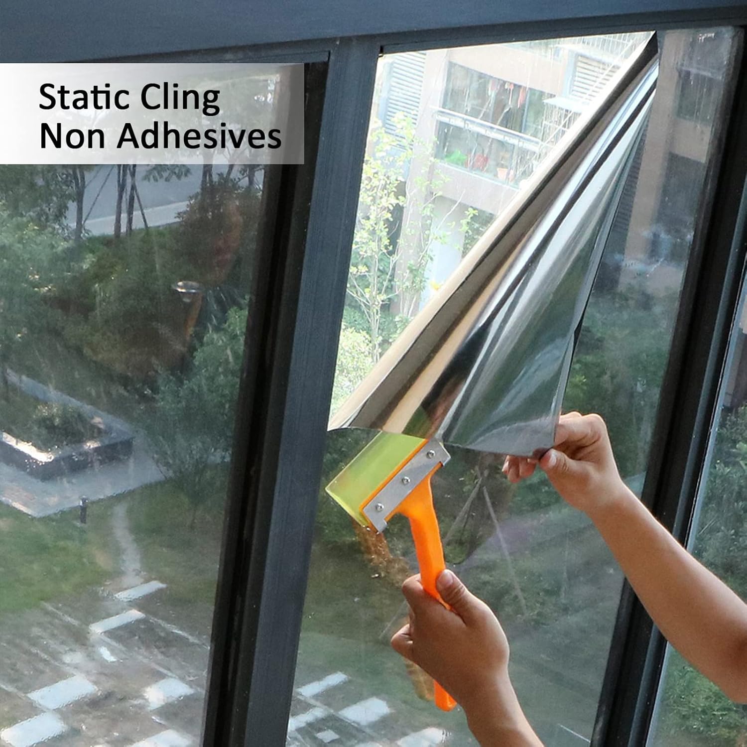 Película de privacidad unidireccional para ventana, bloqueo solar, control de calor, sin pegamento, se adhiere estática, para el hogar y la oficina,