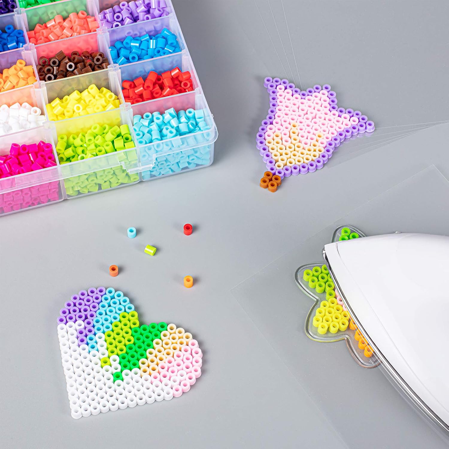 PandaHall – 50 piezas de papel de planchado de cuentas fusibles de 5.9 x 5.9 pulgadas, papel de planchado cuadrado transparente de termoestabilidad