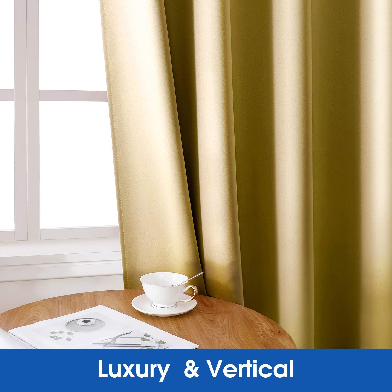 HOMEIDEAS 2paneles de cortina de seda sintética, cortinas opacas para dormitorio