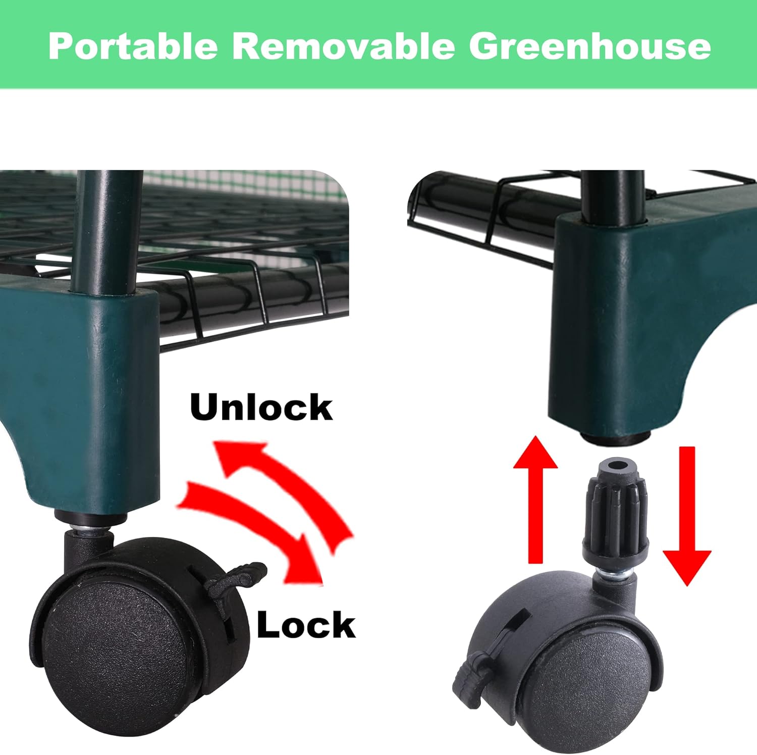 Mini invernadero de 4 niveles para interiores y exteriores, pequeña casa verde con ruedas giratorias y cubierta de PVC, mini invernadero rodante