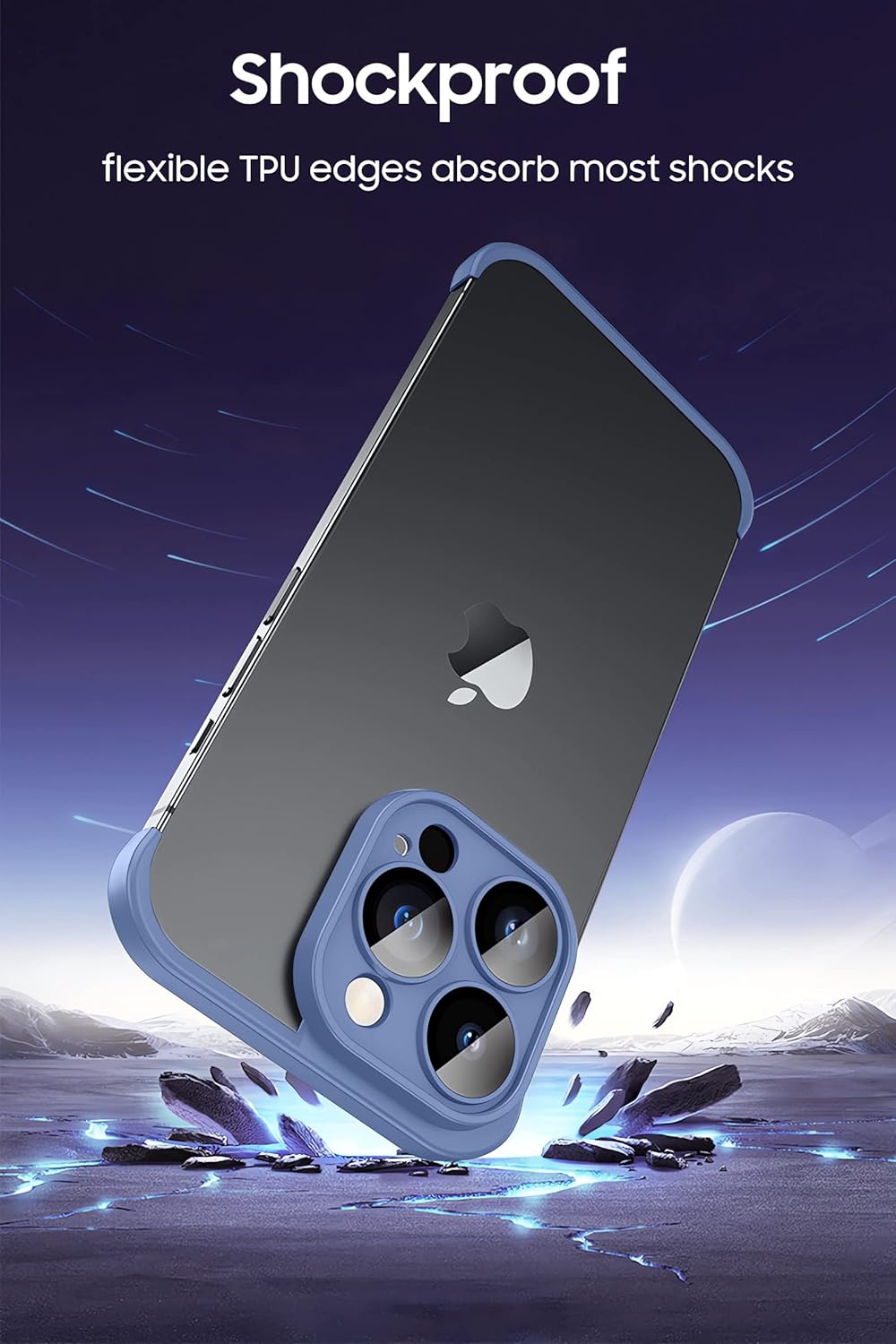 Funda sin marco para iPhone 15 Pro con protector de lente de cámara, funda delgada y suave de TPU a prueba de golpes, carcasa minimalista pero