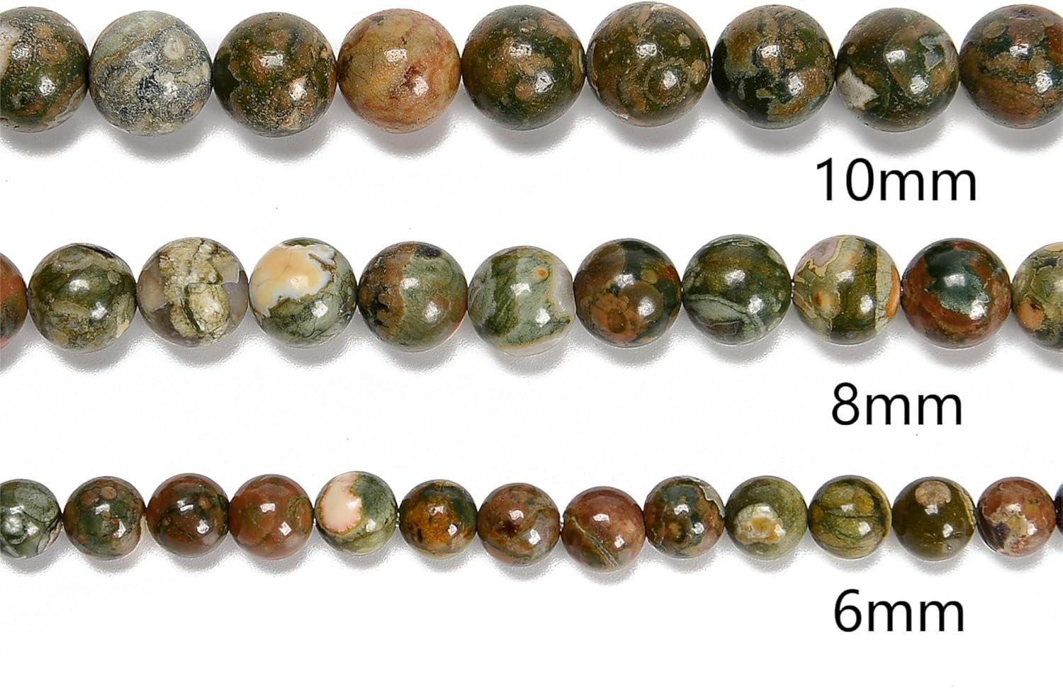 65 cuentas de piedra real, redondas y sueltas, redondas y naturales, de 0.236 pulgadas, auténticas para manualidades, joyería, pulseras, aretes,