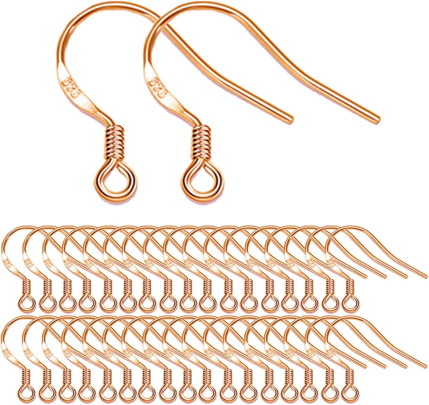 Ganchos para aretes de oro rosa, kit de 240 piezas para hacer aretes con ganchos hipoalergénicos, anillos de salto y parte trasera de goma