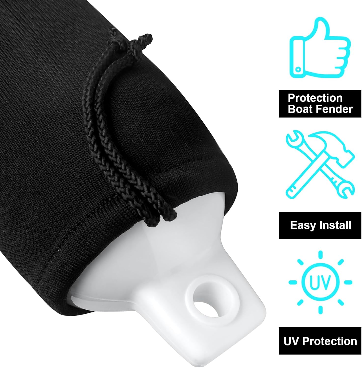 XMK Fundas para guardabarros de barco de 6 x 18 pulgadas, 8 x 22 pulgadas, 9 x 26 pulgadas, fundas de forro polar para guardabarros para parachoques