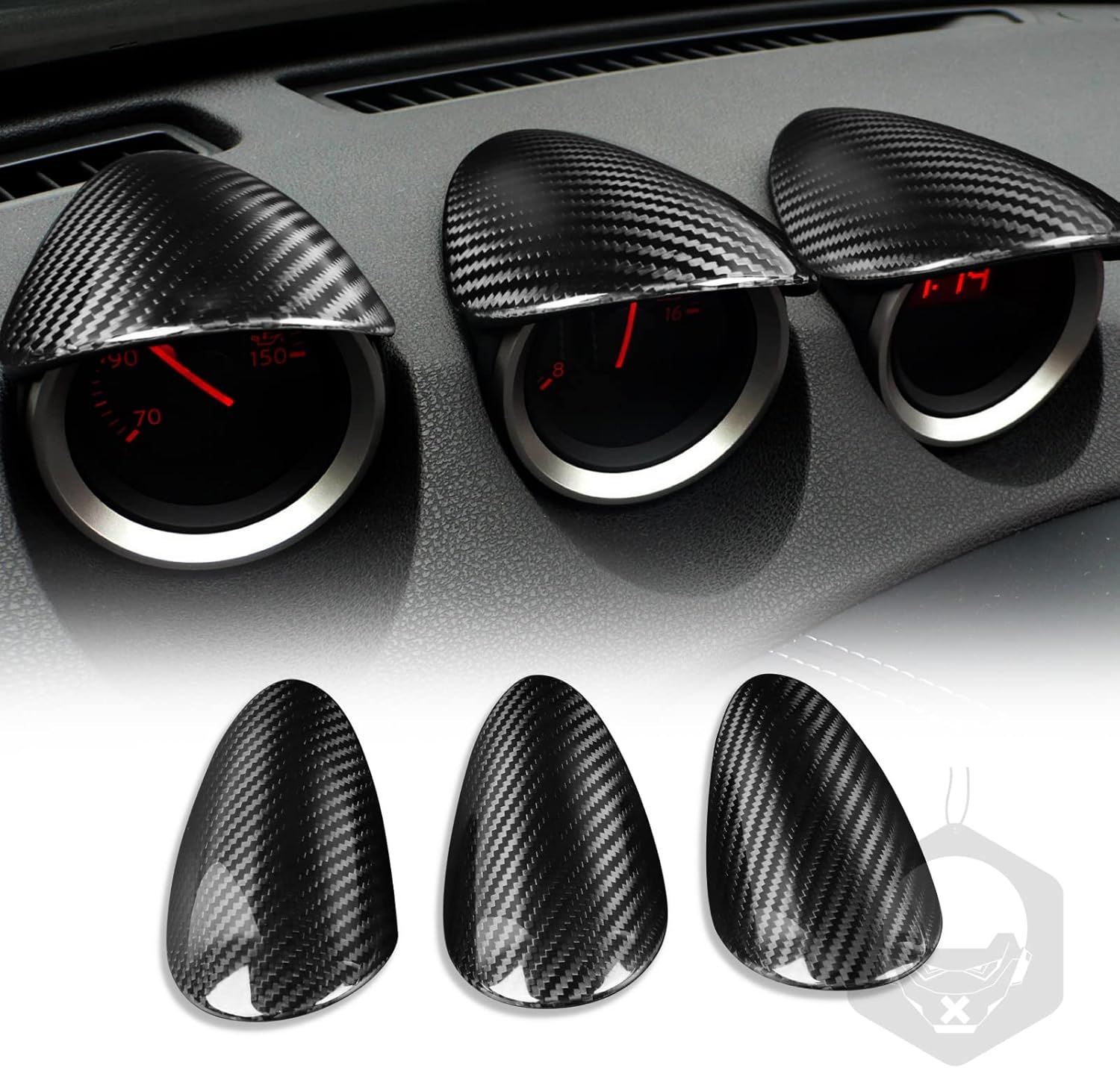 Cubierta de fibra de carbono mejorada compatible con Nissan 370Z Speedmeter Interior Panel de salpicadero, 3 piezas