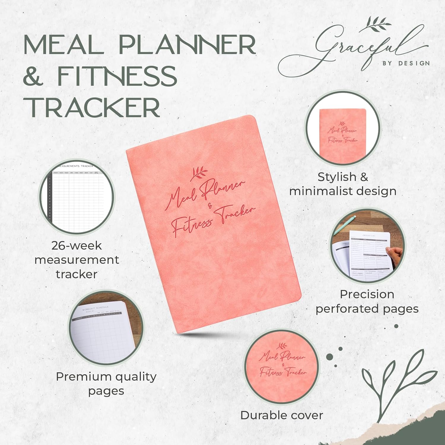 Graceful by Design Planificador de comidas y rastreador de actividad física  Planifica entrenamientos en nuestro diario de fitness para mujeres  Haz