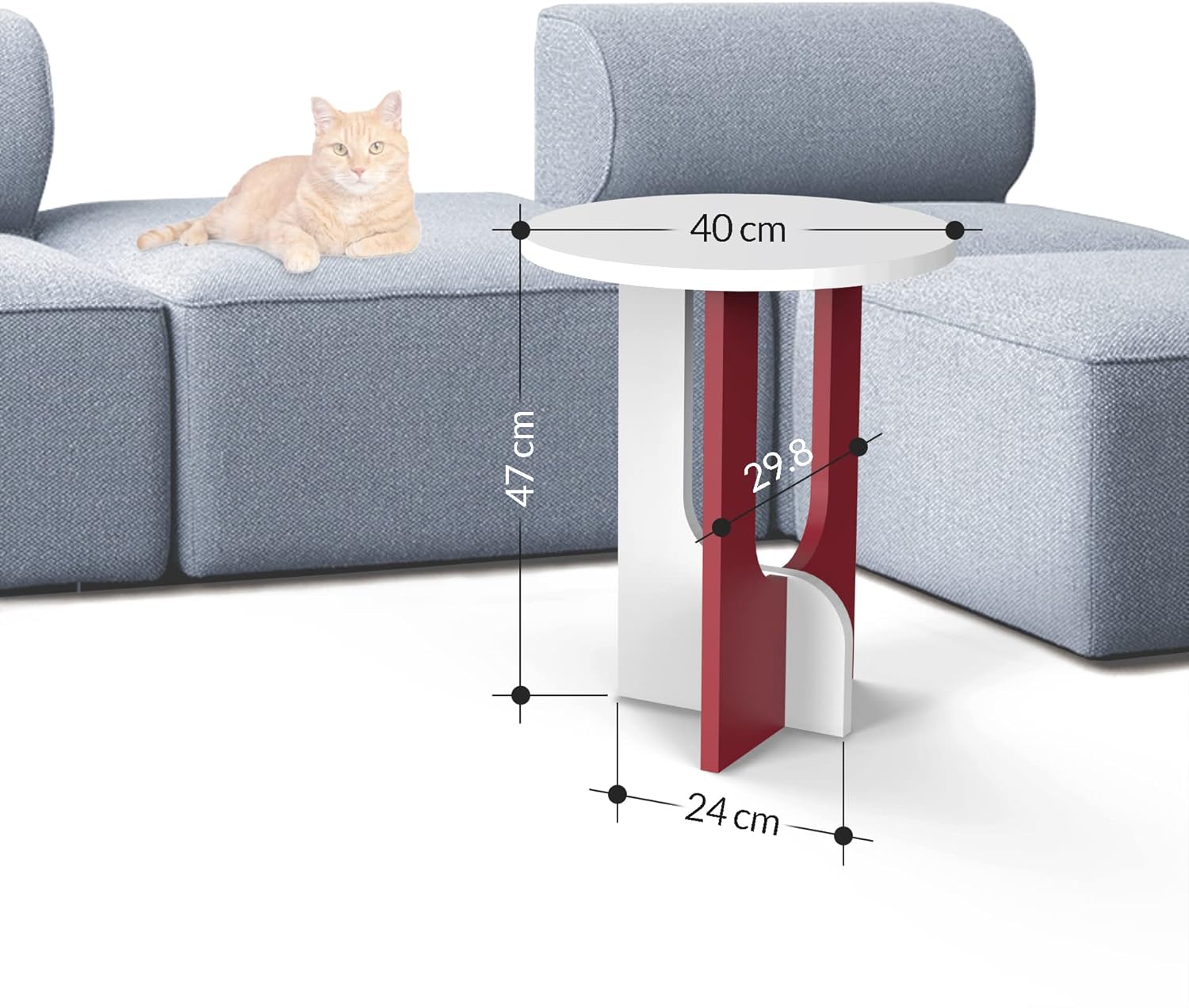 JV Home Luna – Mesa auxiliar redonda estrecha y moderna con almacenamiento, mesa auxiliar decorativa estrecha de Nuit  Mesita de noche pequeña para