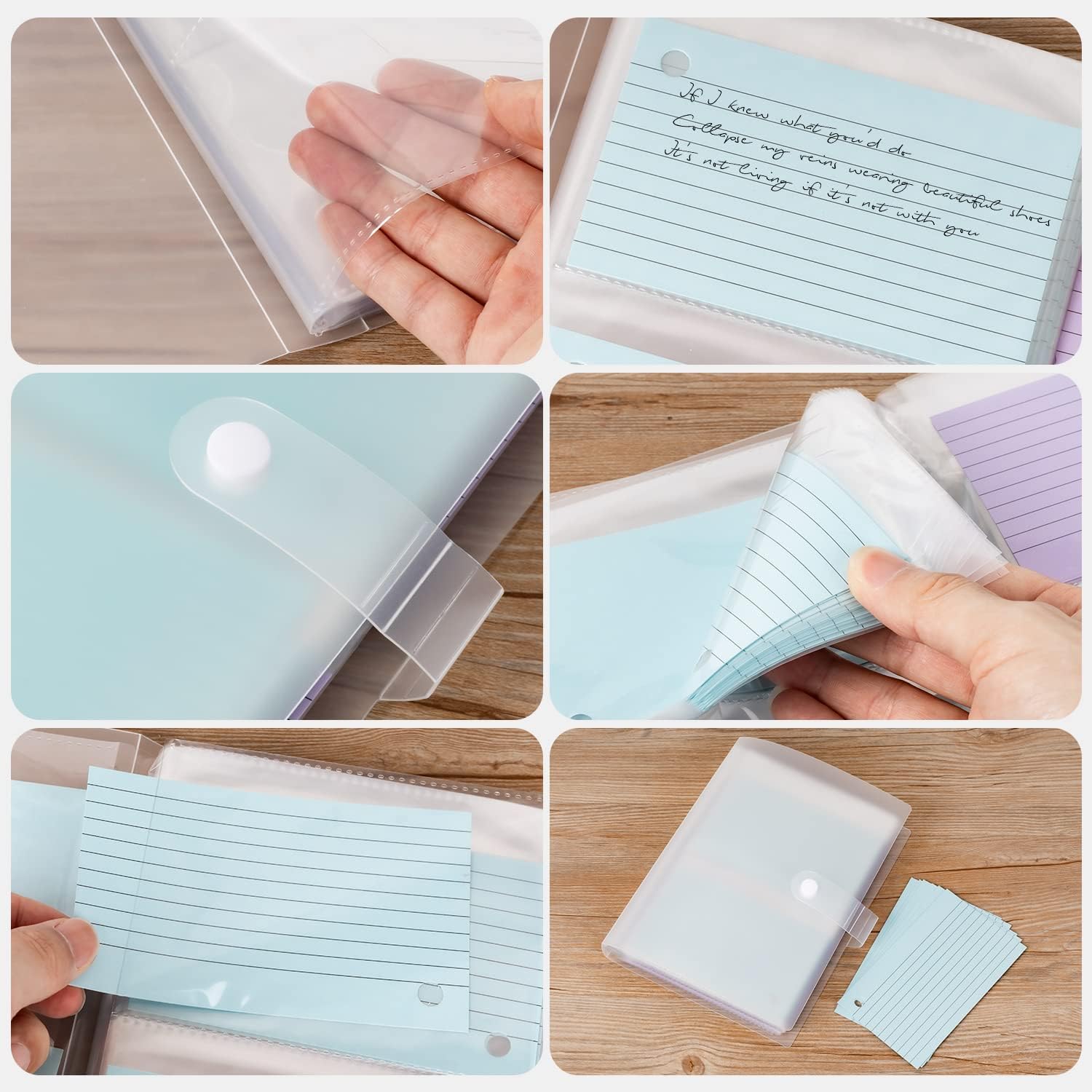 Tarjetas de índice de 4 x 6 pulgadas, bolsas organizadoras de plástico transparente, carpeta de libros, paquete de 2 fundas protectoras de