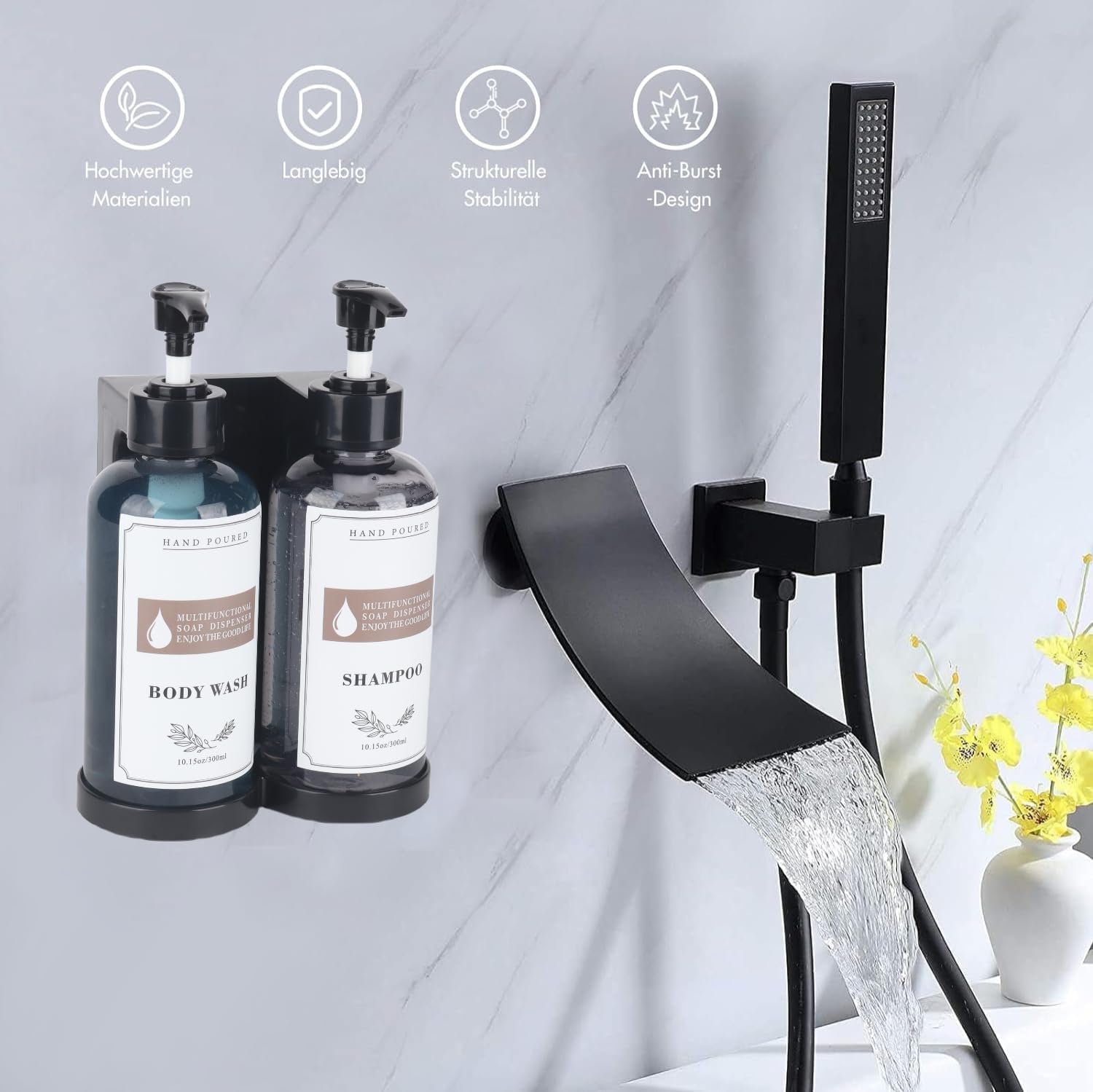 Dispensador de champú y acondicionador, dispensador de jabón montado en la pared, dispensador de champú de ducha de 30 onzas, dispensador de jabón