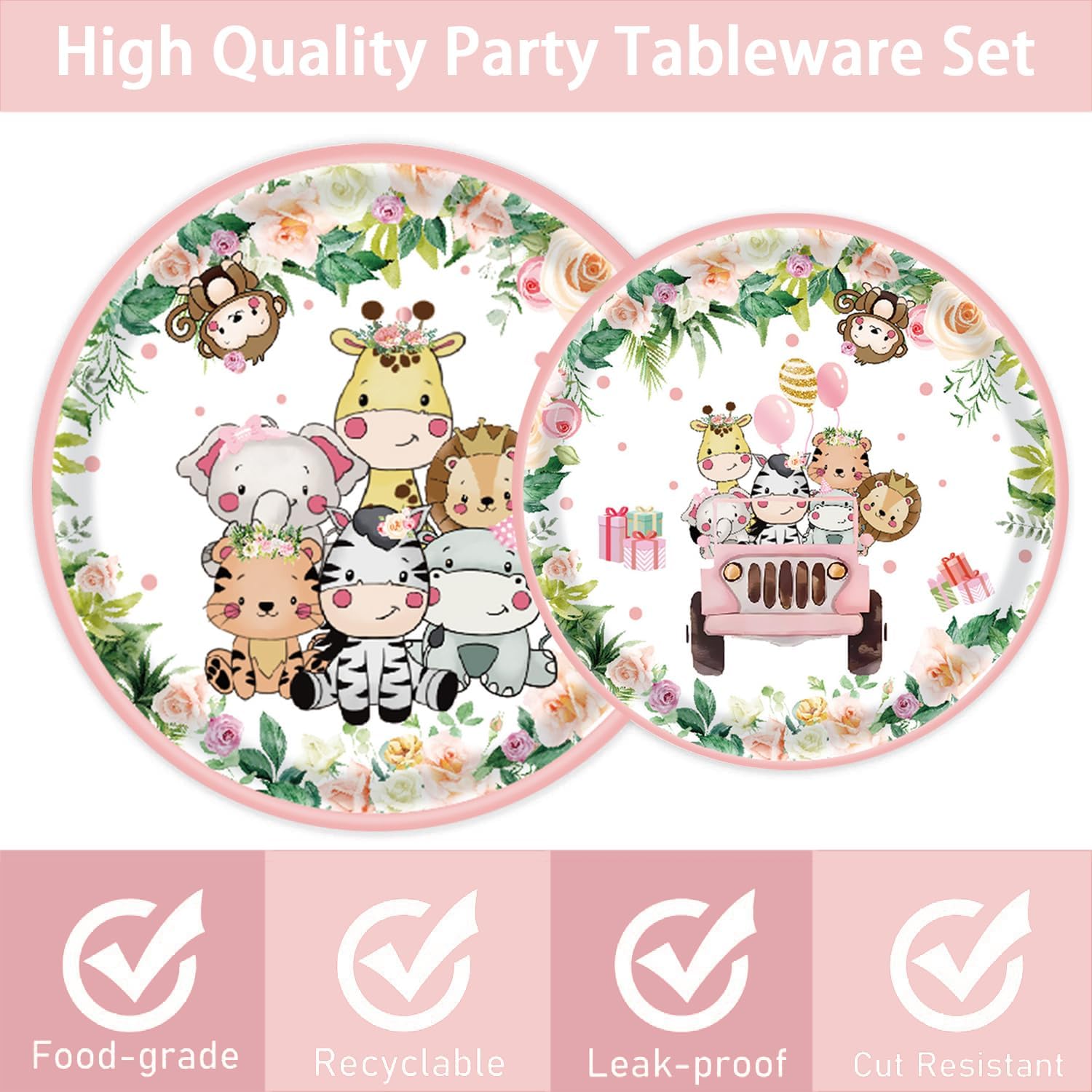 Suministros para fiesta de cumpleaños con temática de safari en la selva, juego de vajilla de animales de la selva, platos incluidos, servilletas,