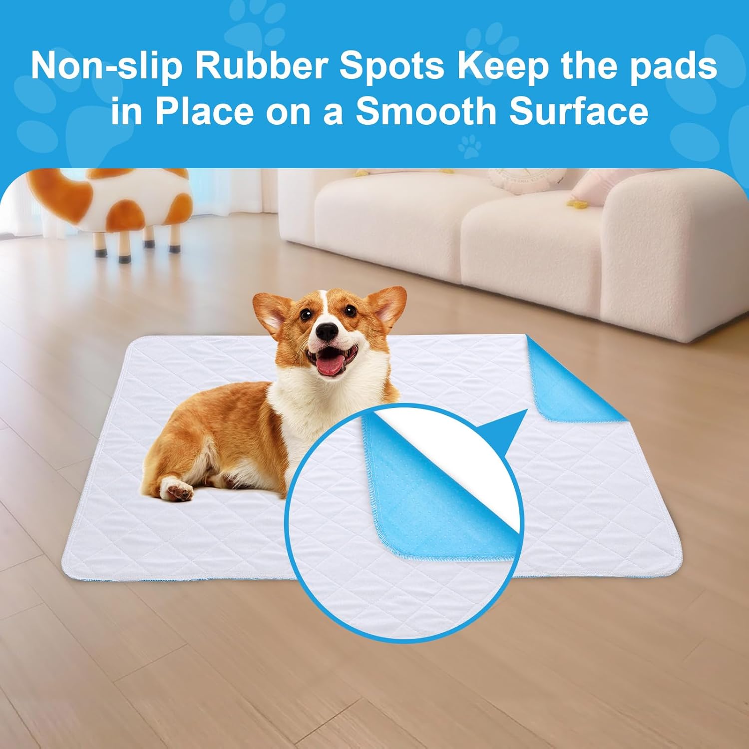 Almohadillas lavables para orina de perro para entrenamiento de orinal de 65 x 48 pulgadas, paquete de 1 unidad, almohadillas impermeables y