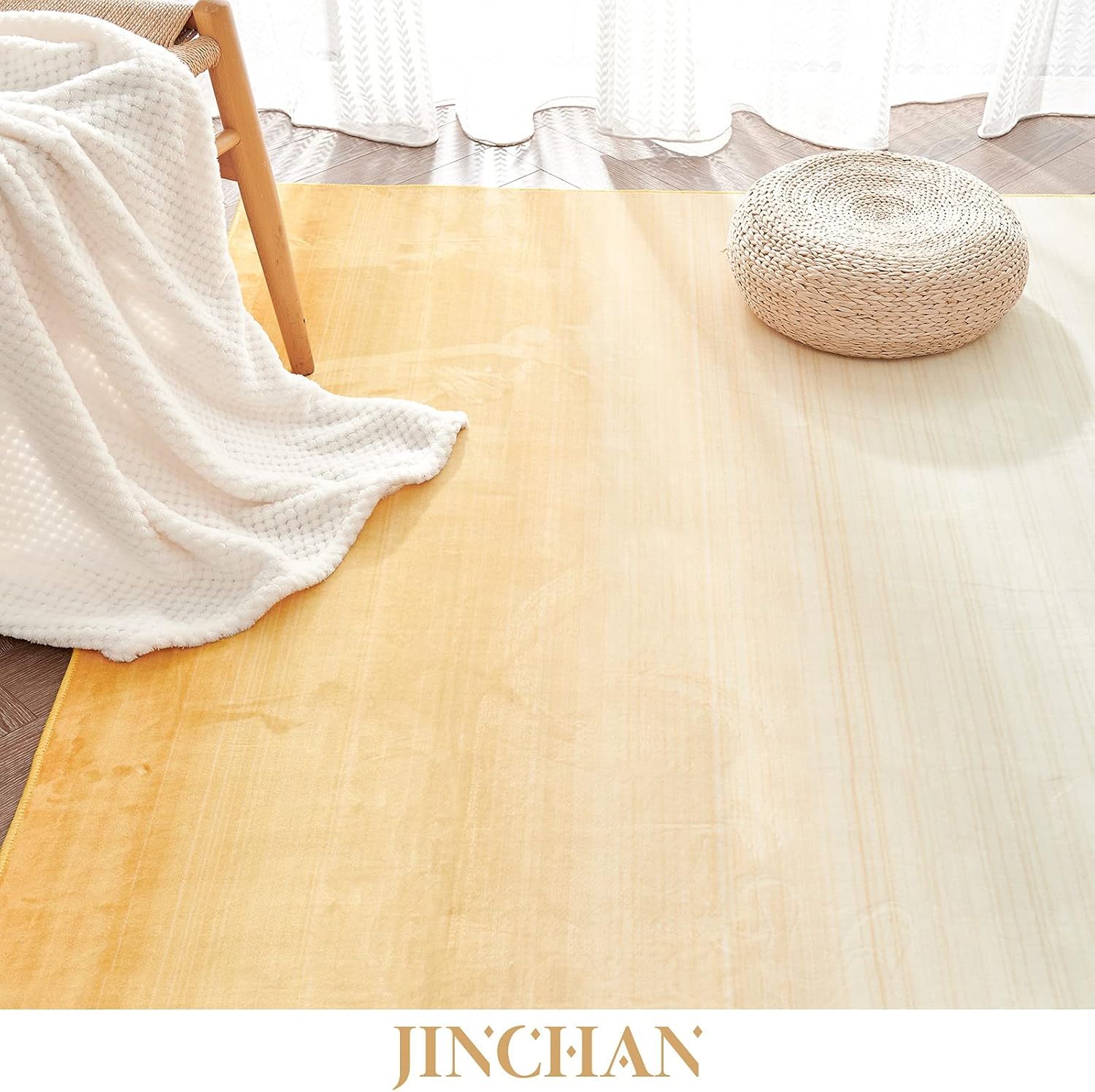 jinchan Alfombra de área lavable de 5 x 7 pies, alfombra dorada crepúsculo, moderna alfombra abstracta para entrada, alfombra decorativa de interior