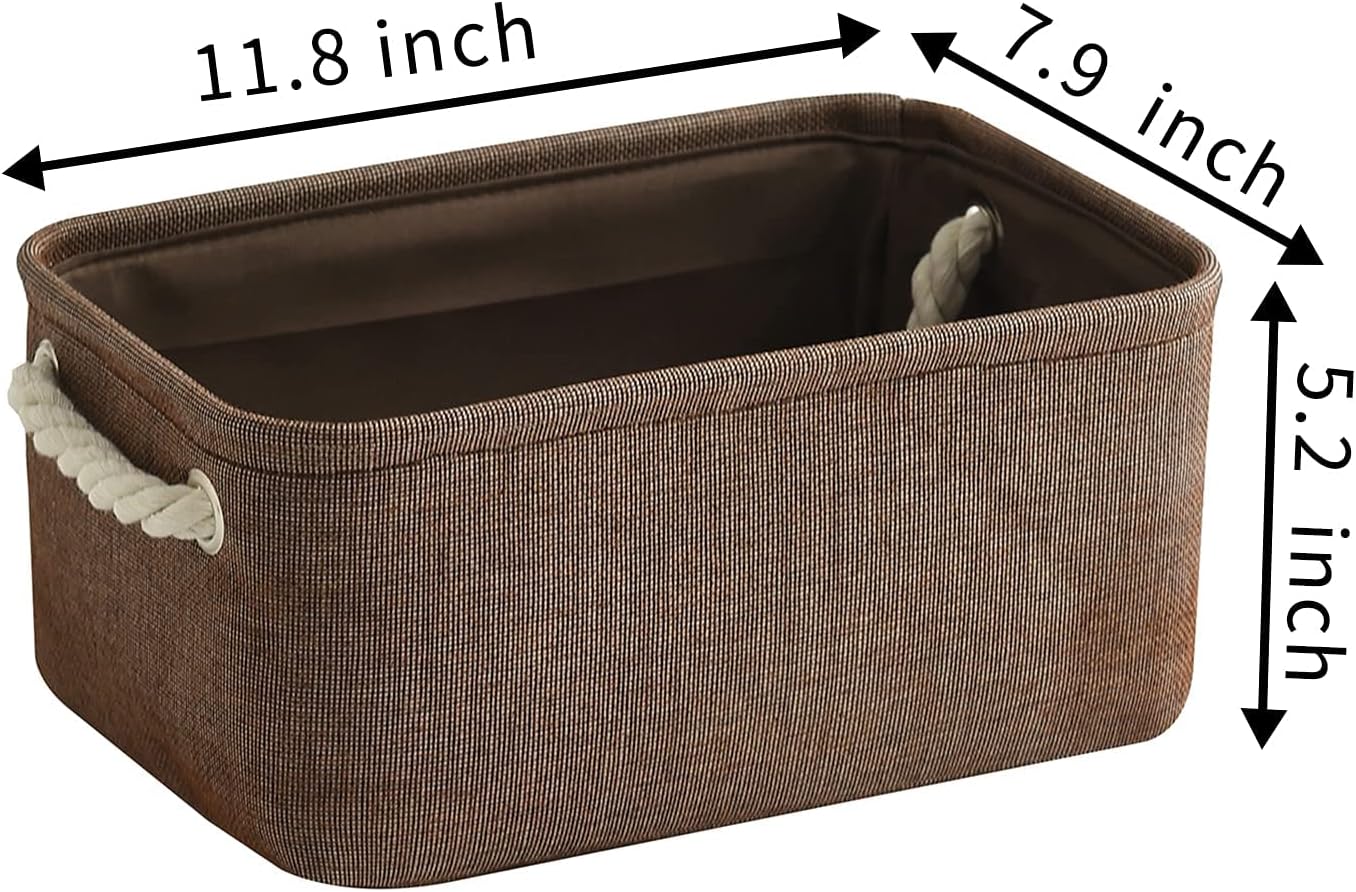 TheWarmHome Cesta de almacenamiento para organizar, 12 x 8 x 5 pulgadas, paquete de 6 contenedores de almacenamiento plegables para estantes con