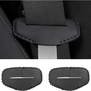 Augeny 2 fundas de hebilla para cinturón de seguridad, de cuero antiarañazos, funda de clip silenciador para cinturón de seguridad, protector de Augeny 2 fundas de hebilla para cinturón de seguridad, de cuero antiarañazos, funda de clip silenciador para cinturón de seguridad, protector de